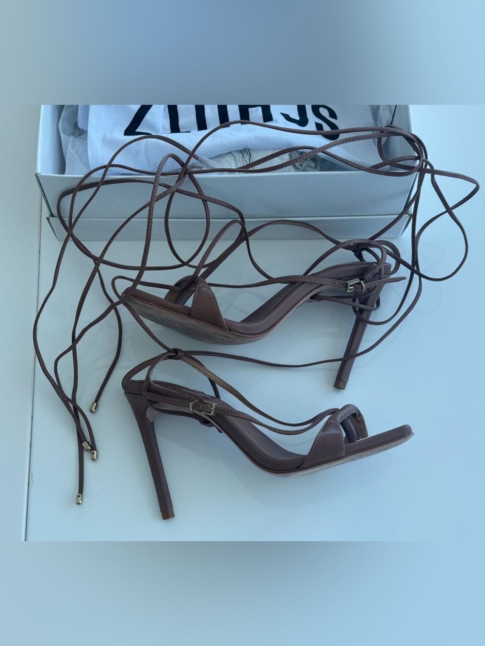 SCHUTZ Like NEW Brown Lace-Up Sandals - Women US 6,5 w BOX and dust bag - Picture 3 of 8